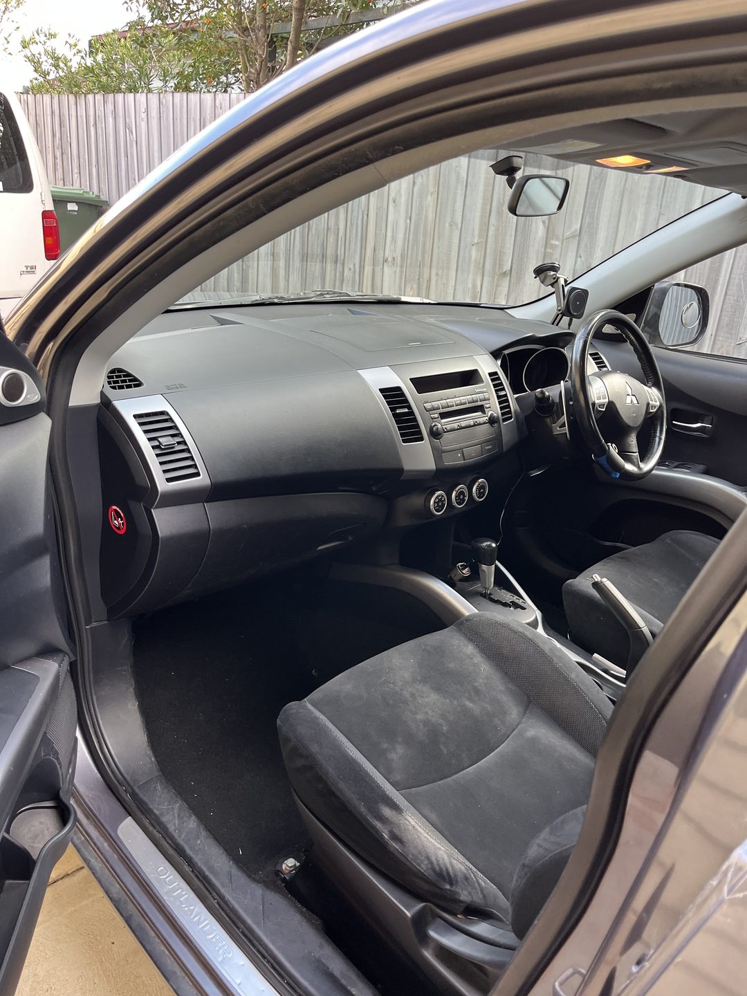 Detailed Mitsubishi Outlander interior, dashboard and front seats